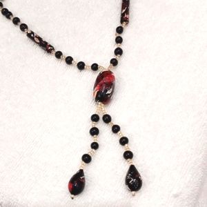 Seed Beads and Black painted plastic & smaller black beads